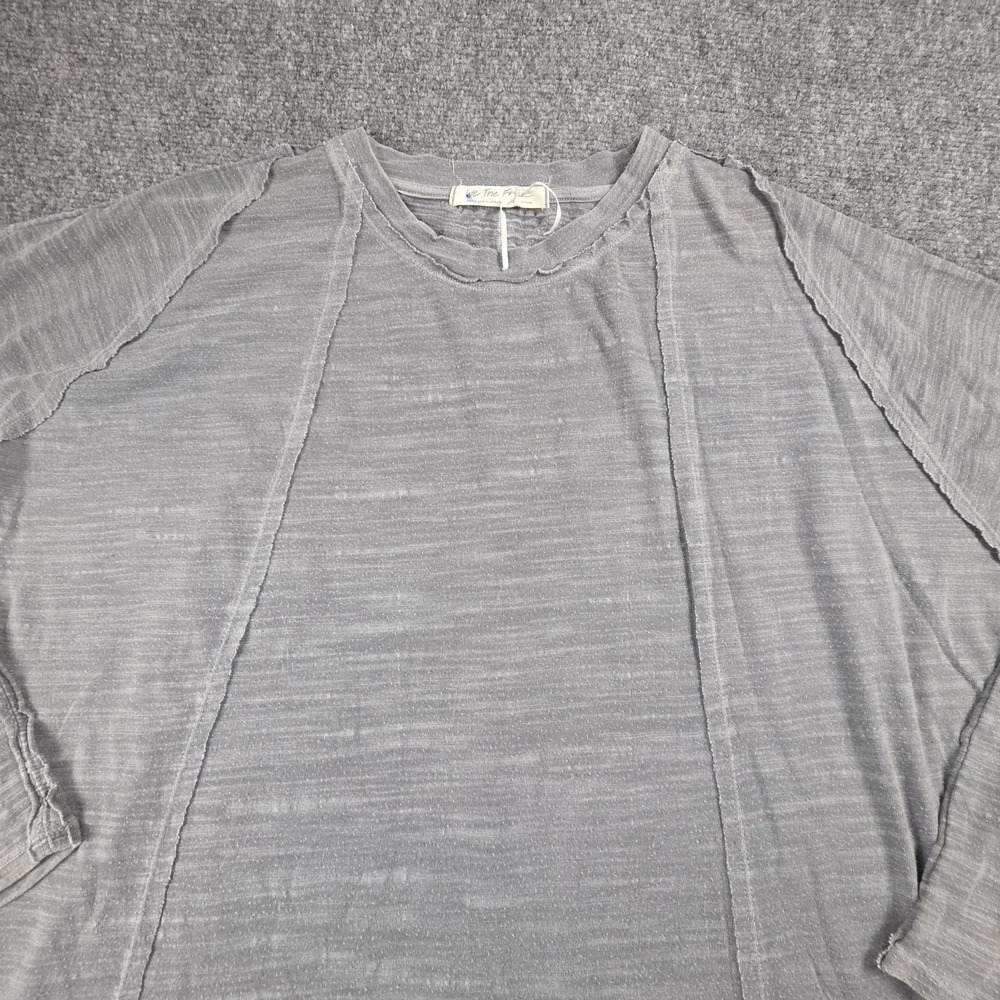 We The Free People Top Small Distressed Gray Long Tunic Grunge Thumb Holes - Picture 3 of 13